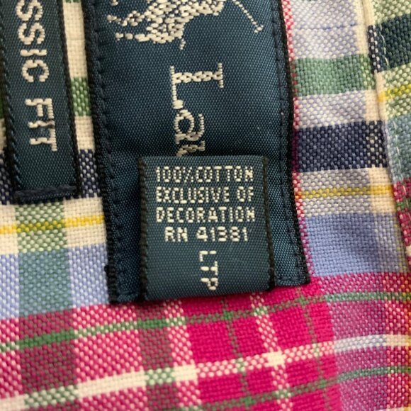 Ralph Lauren Mens Shirt Size Large Classic Fit Pink Green Plaid Button Down - Picture 5 of 7